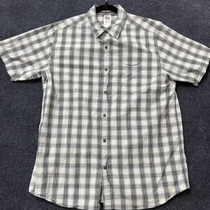 The North Face Shirt Mens Large Gray Plaid Short Sleeve Button Front Casual